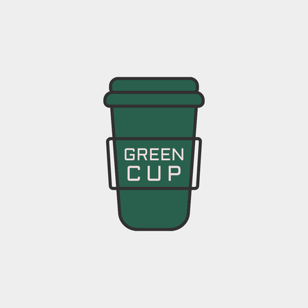 Emblem with Green Coffee Cup Logo 1080x1080px Design Template