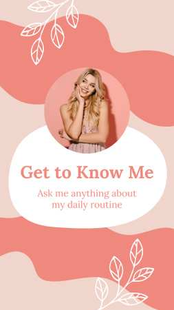 Get to Know Me Form with Smiling Woman Instagram Story Design Template
