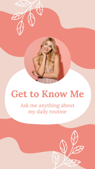 Get to Know Me Form with Smiling Woman Instagram Story tervezősablon