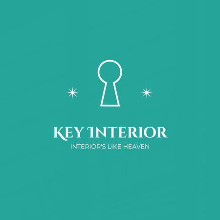 Designvorlage Interior Design Studio Ad with Key Hole Illustration für Animated Logo