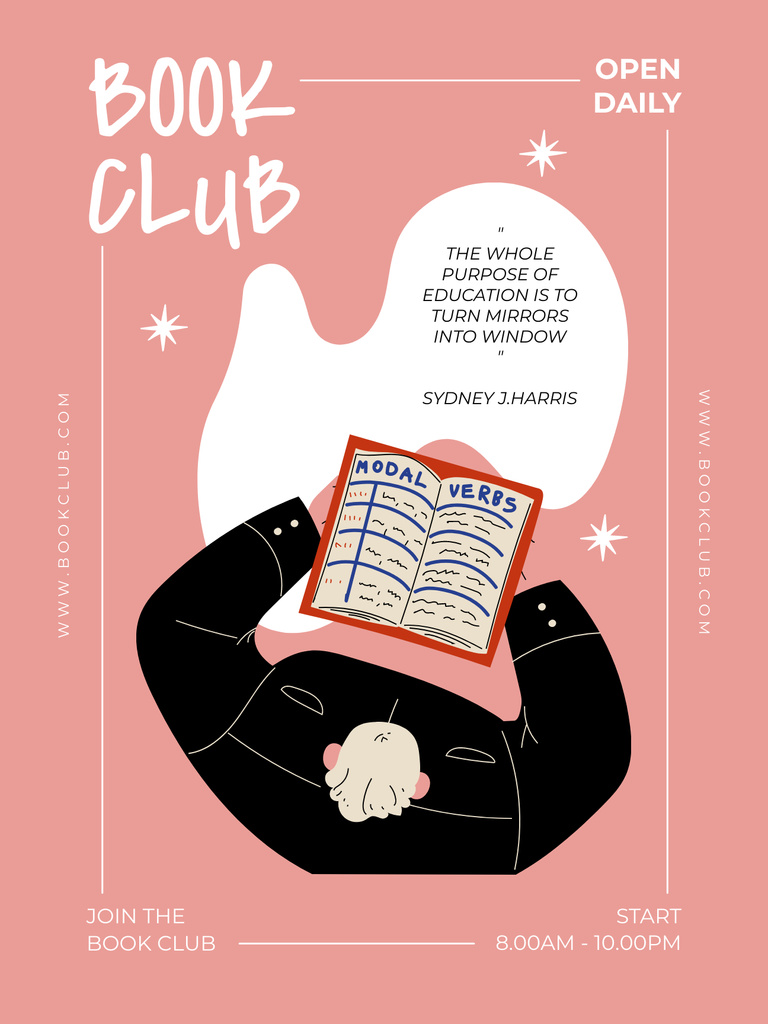 Book Club is Open Daily Poster US Design Template