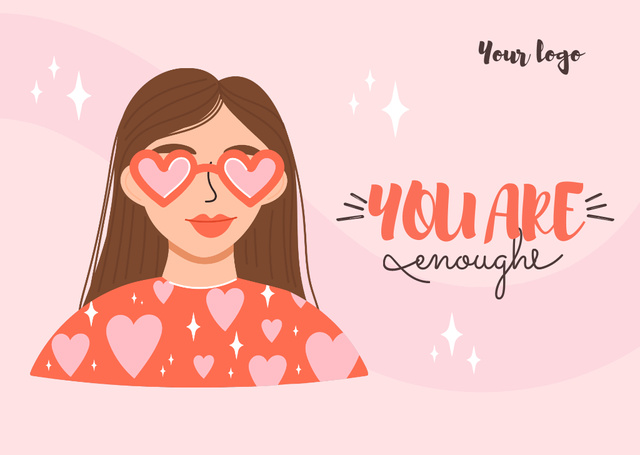 Mental Health Inspiration with Girl in Cute Sunglasses Card – шаблон для дизайна