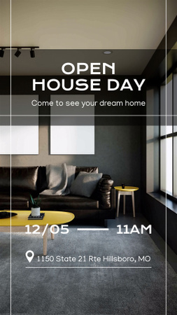 Designvorlage Modernes Haus mit Tag der offenen Tür zur Überprüfung für TikTok Video