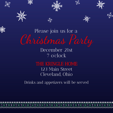 Christmas Party Announcement with Snowflakes Instagram Design Template