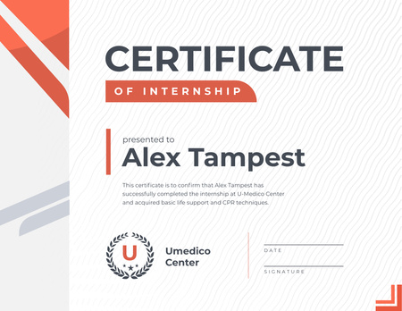Medical Program Internship in Red and White Certificate Design Template