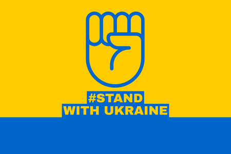 Fist Sign and Phrase Stand with Ukraine Poster 24x36in Horizontal Modelo de Design
