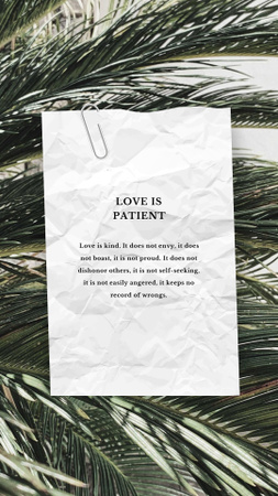 Love Quote on palm Leaves Instagram Story Design Template