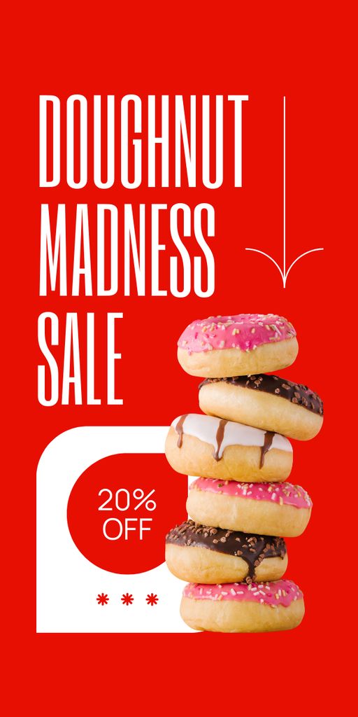 Doughnut Sale Announcement on Red Graphic Design Template