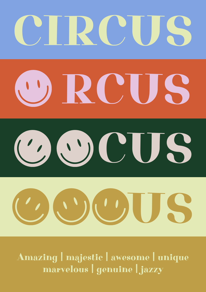 Modèle de visuel Circus Show Announcement with Colorful Emoticons - Poster