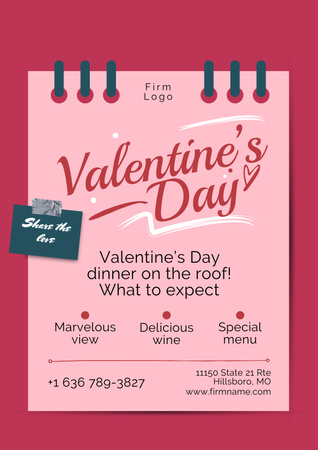 Designvorlage Angebot zum Abendessen am Valentinstag für Poster
