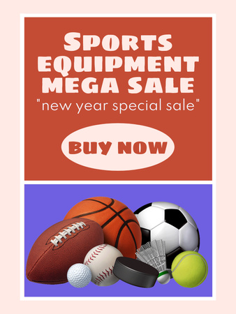 New Year Special Sale of Sports Equipment Poster US tervezősablon
