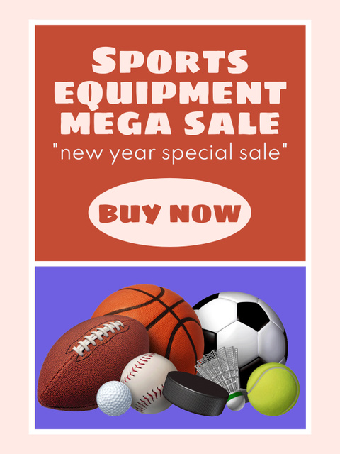 New Year Special Sale of Sports Equipment Poster US Tasarım Şablonu
