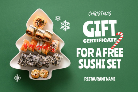 Sushi Set Offer on Christmas Gift Certificate Design Template