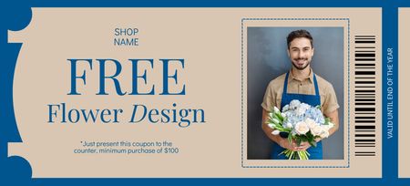 Free Flower Design Coupon 3.75x8.25in Design Template