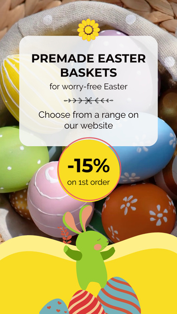 Premade Festive Baskets With Eggs Sale Offer TikTok Video Šablona návrhu