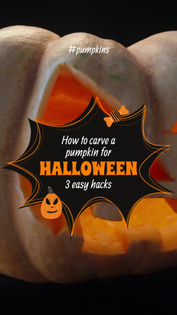 Designvorlage Eine Reihe von Tipps zum Kürbisschnitzen an Halloween für TikTok Video
