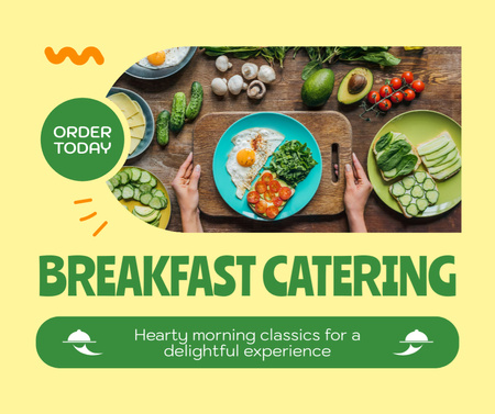 Объявление о заказе свежих завтраков в кейтеринговой службе Facebook – шаблон для дизайна