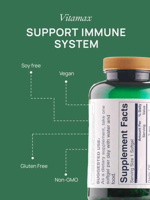 Exclusive Immune Support Pills And Capsules With Description Poster 36x48in Tasarım Şablonu
