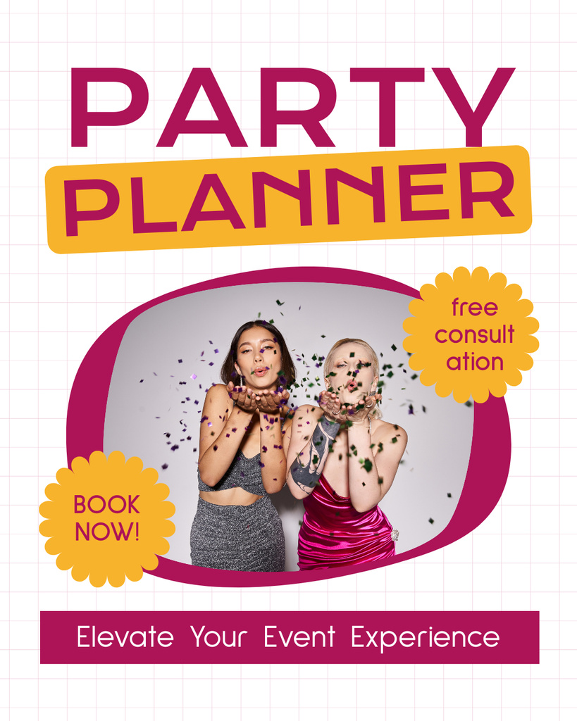 Designvorlage Free Party Planning Consultation für Instagram Post Vertical