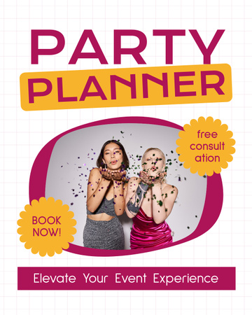 Plantilla de diseño de Consulta gratuita sobre planificación de fiestas Instagram Post Vertical 