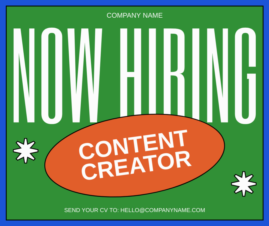 Hiring a Content Creator Now Facebook tervezősablon