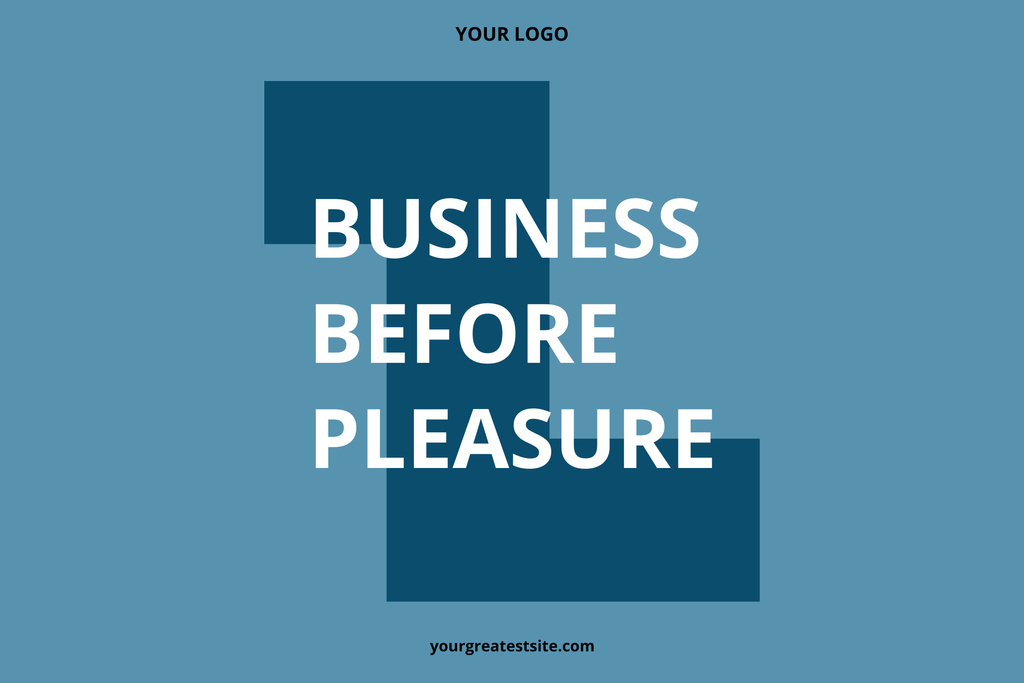Wisdom About Business And Pleasure In Blue Poster 24x36in Horizontal Design Template