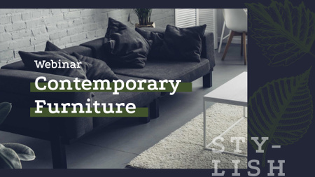 Cozy modern interior in grey for Webinar FB event cover Design Template