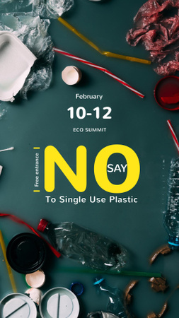 Plastic Waste Concept with Disposable Tableware Instagram Story Modelo de Design