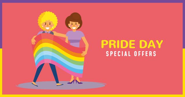 Designvorlage Pride Day Special Offer with LGBT Couple für Facebook AD