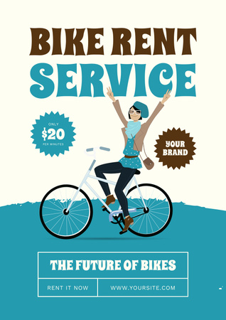 Bicycle Rental Service Poster Modelo de Design