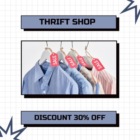 Pre-owned clothes in thrift shop Instagram Design Template