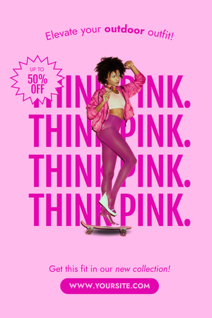 Modèle de visuel Soldes sur les tenues sportives roses - Pinterest