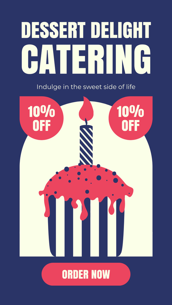 Discount on Catering with Festive Cupcake Instagram Story Modelo de Design
