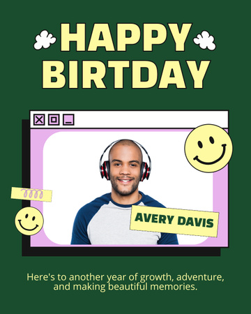 Happy Birthday Greeting Layout for Young Person Instagram Post Vertical Design Template