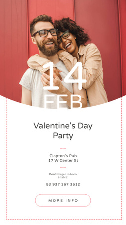 Valentine's Day Party Annoucement with Loving Couple Instagram Story Design Template