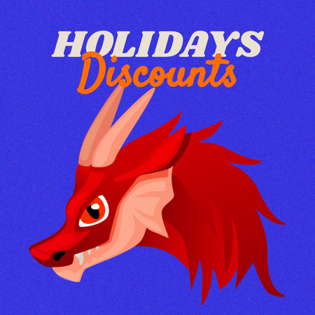 Winter Holidays Discounts Offer with Funny Characters Instagram Design Template