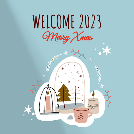 New Year and Christmas Greeting Instagram Design Template