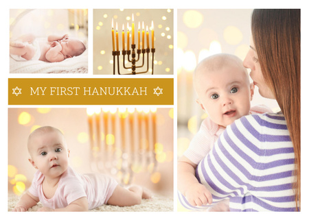 Mother With Baby Celebrating Hanukkah Postcard 5x7in Modelo de Design