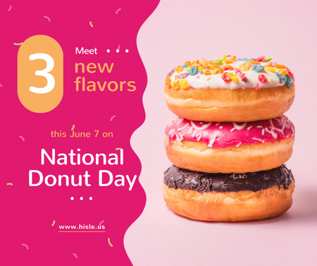 Lezzetli sırlı Donut'un günü indirimi Facebook Tasarım Şablonu