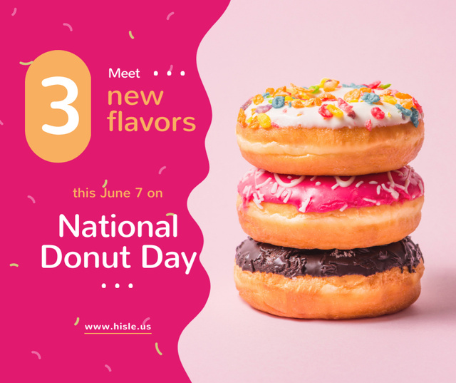 Plantilla de diseño de Delicious glazed Donut's day sale Facebook 
