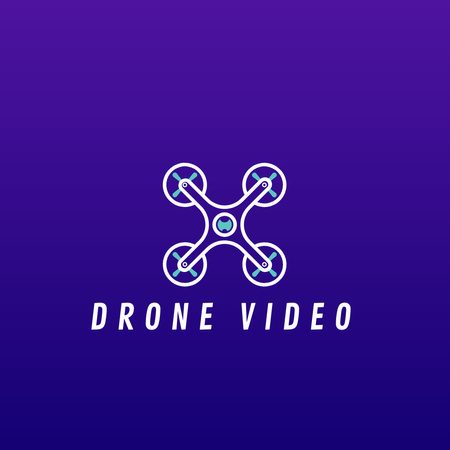 Drone embléma kék színben Logo tervezősablon