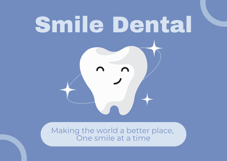 Dental Services Ad with Cute Healthy Tooth Card Design Template