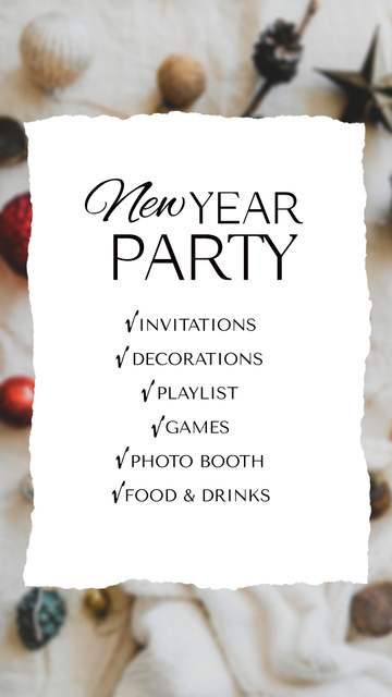 New Year Party Announcement with Festive Toys Instagram Video Story Modelo de Design