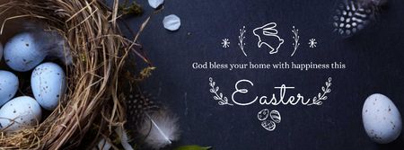 Modèle de visuel Easter Greeting with nest and eggs - Facebook Video cover