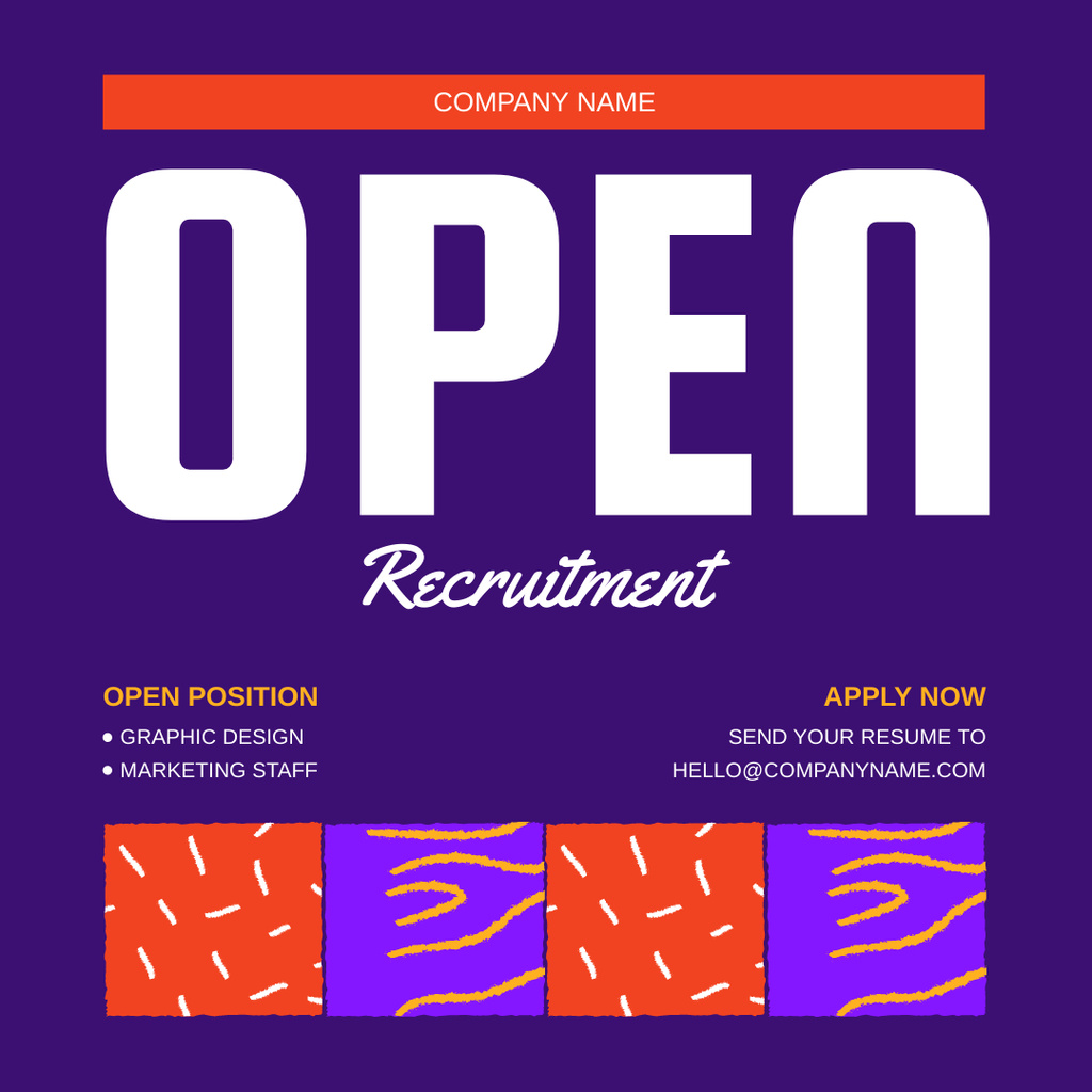 Recruiting for Few Positions is Open Instagram Πρότυπο σχεδίασης