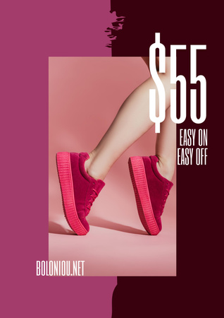 Fashion Sale with Woman in Pink Shoes Poster Design Template
