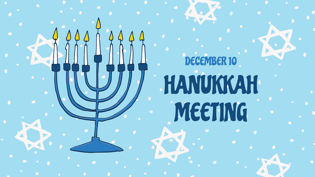 Hanukkah Event Announcement with Festive Menorah FB event coverデザインテンプレート