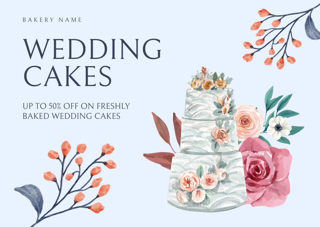 Template di design Wedding Cakes for Sale Card