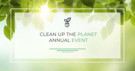 Annual Earth Environmental Cleanup With Green Leaves Facebook AD Design Template