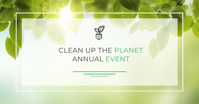 Annual Earth Environmental Cleanup With Green Leaves Facebook AD Design Template